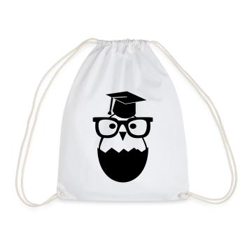 Graduate student chick graduate hat gift promotion - Drawstring Bag - white - Front
