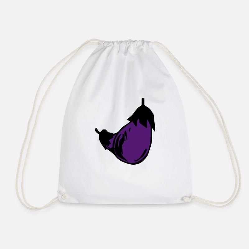 Eggplants - Drawstring Bag - white