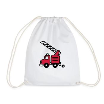 Feuerwehrauto (c) - Fire Truck - Turnbeutel - Weiß - Vorne