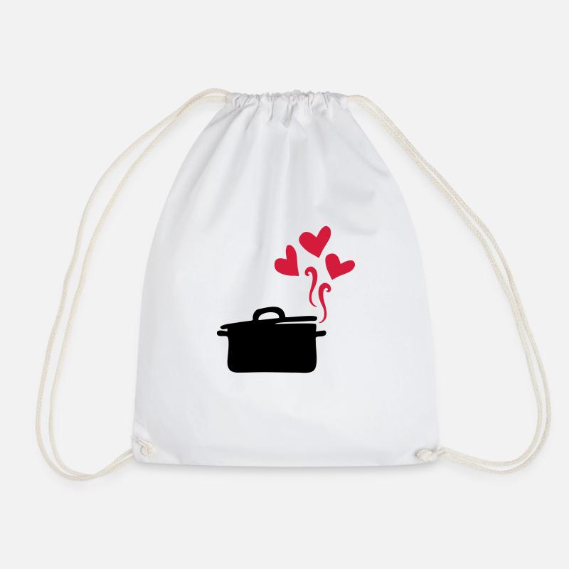 cuisiner avec beaucoup d amour kochen mit liebe - Turnbeutel - Weiß