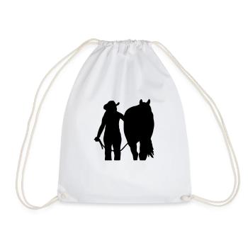 Western rider with horse customizable - Drawstring Bag - white - Front