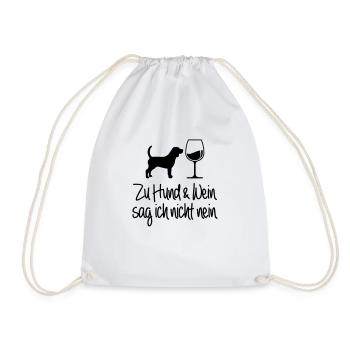 Zu Hund und Wein sag ich nicht nein - Turnbeutel - Weiß - Vorne
