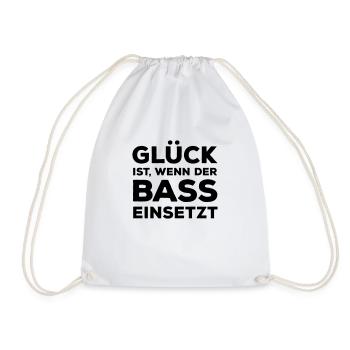 Glück ist, wenn der Bass einsetzt. Musik Rocker - Turnbeutel - Weiß - Vorne