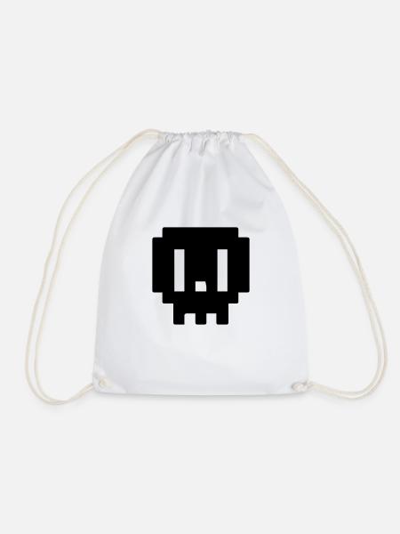 totenkopf - pixelart - Turnbeutel - Weiß