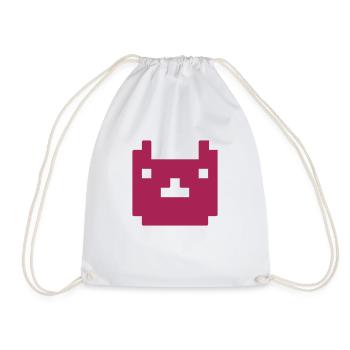 cat - pixel art - Drawstring Bag - white - Front