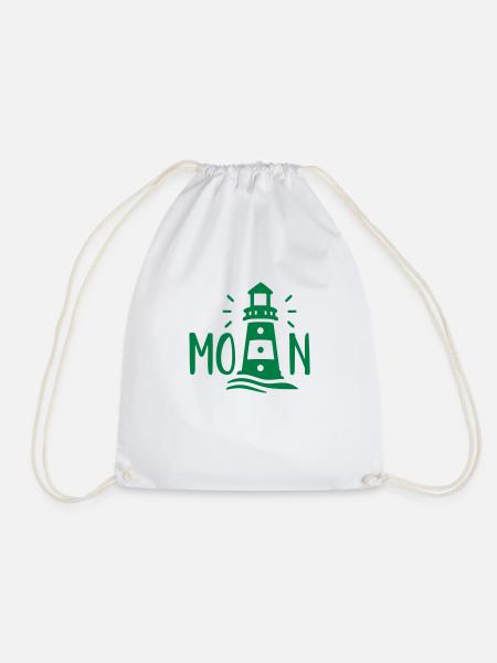 MOIN lettering with lighthouse - Drawstring Bag - white