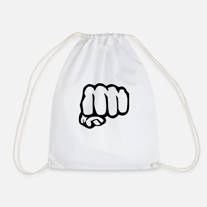 Humor fist - Drawstring Bag - white