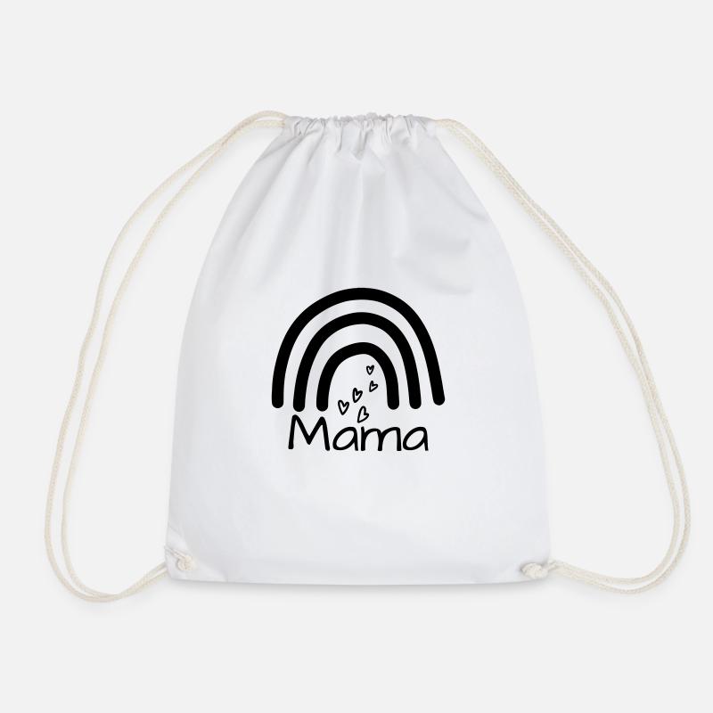 Mama, Mamaspruch mit Regenbogen und Herzchen - Turnbeutel - Weiß