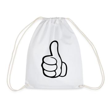 Pouce levé de la main - Sac de sport léger - blanc - Devant