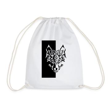 Tribal Wolf Wild Tattoo Statement Whimsy - Drawstring Bag - white - Front