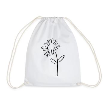 Sunflower Line Art - Minimalist - Drawstring Bag - white - Front