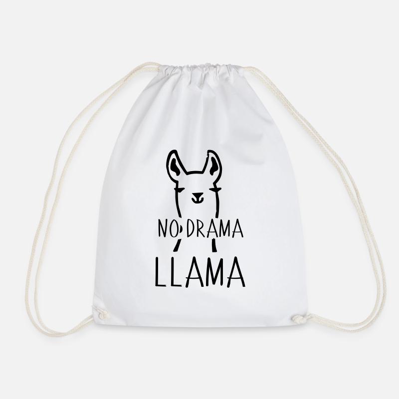 No Drama Llama Funny animal camel gift idea - Drawstring Bag - white