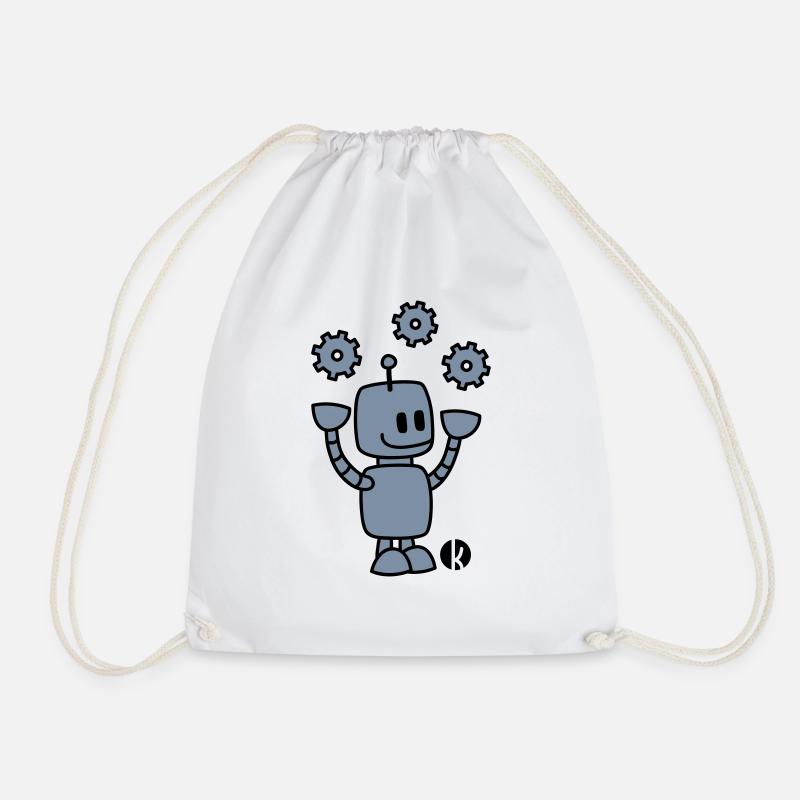 Happy Robot (2c) - Turnbeutel - Weiß