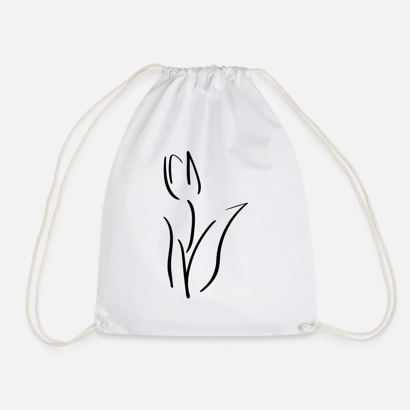 Tulpe Line Art - Minimalistisch - Turnbeutel - Weiß