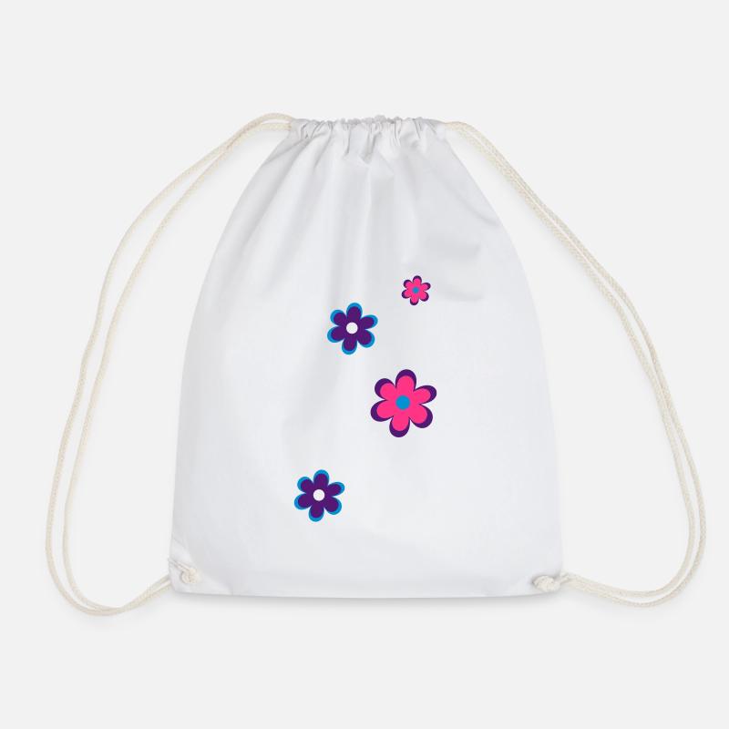 Flowers - Drawstring Bag - white