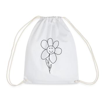 Floral Face - Drawstring Bag - white - Front
