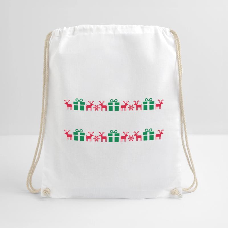Norwegian Pattern, Christmas, Text Template, Moose Drawstring Bag