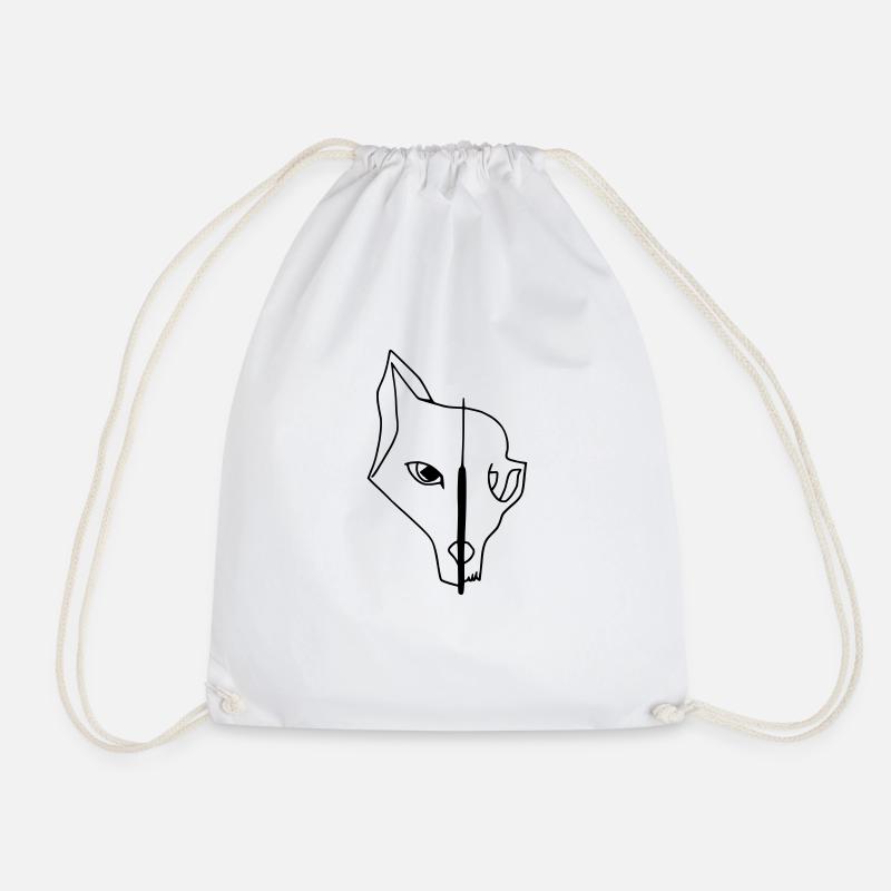 Fox skull - Drawstring Bag - white