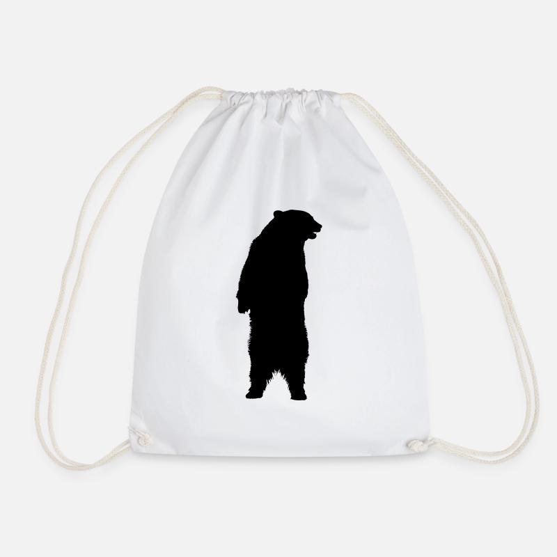 bear standing animal - Drawstring Bag - white
