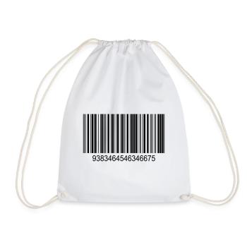 Barcode / Strichcode in Schwarz mit Zahlen - Turnbeutel - Weiß - Vorne