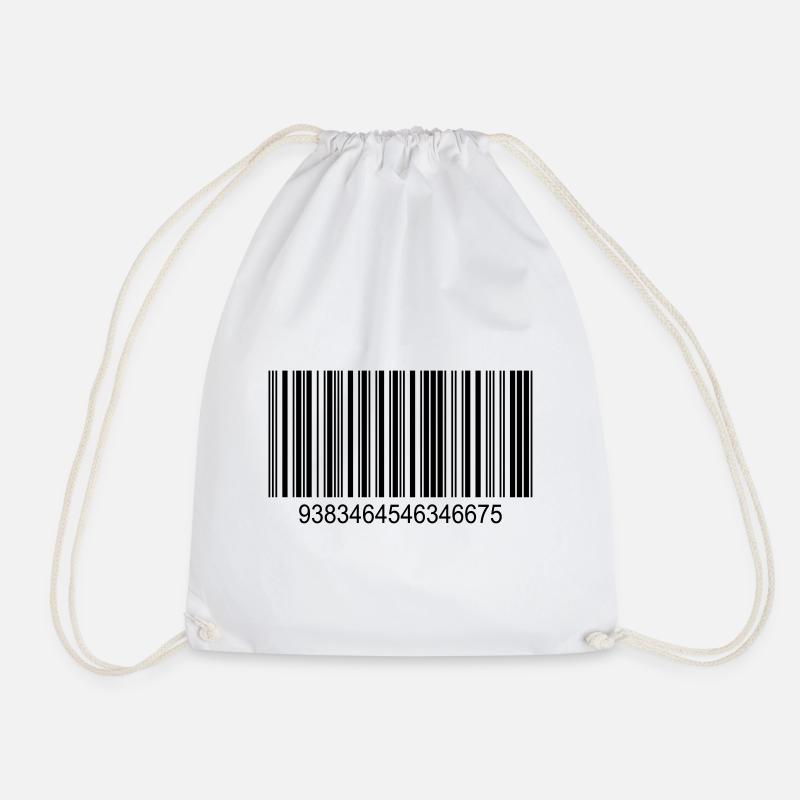 Barcode / Strichcode in Schwarz mit Zahlen - Turnbeutel - Weiß