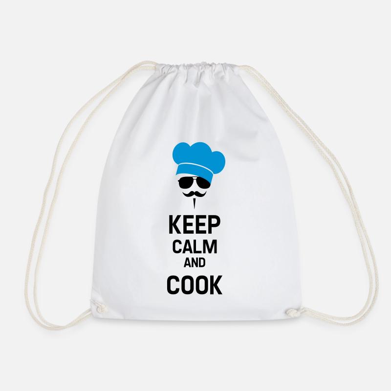 Cook with Moustache - Drawstring Bag - white