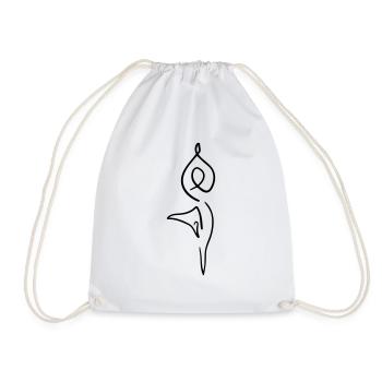 Yoga Line Art - Minimalist - Drawstring Bag - white - Front