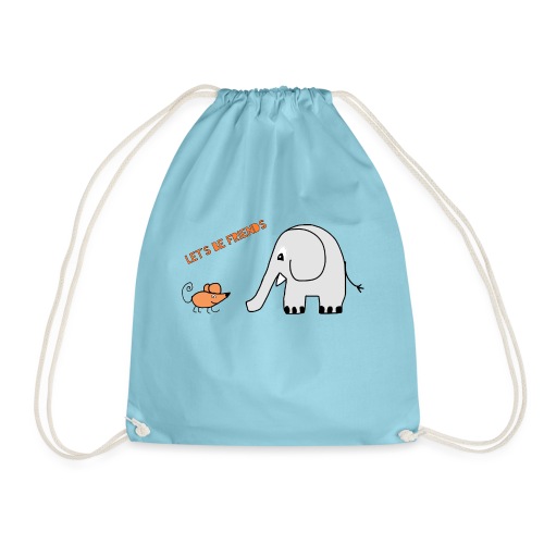 Elephant and mouse, friends - Drawstring Bag