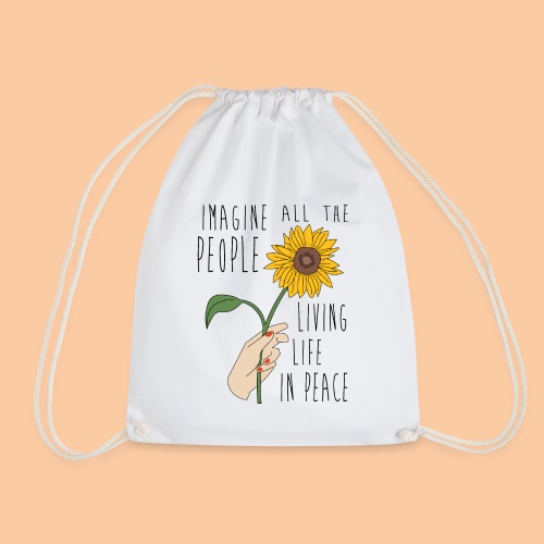 Sunflower - imagine life in peace - Drawstring Bag