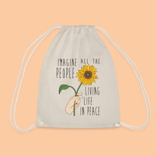 Sunflower - imagine life in peace - Drawstring Bag