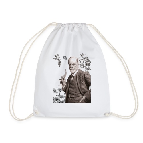 Sigmund Freud mit Weinglas und Weinreben - Turnbeutel