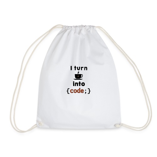 I turn coffee into code - Drawstring Bag