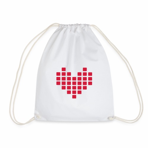 Digital Heart Herz Pixel Symbol PX love Liebe Icon - Turnbeutel
