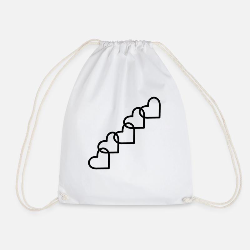 Little black hearts - Drawstring Bag - white