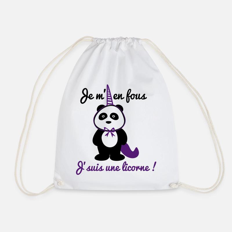 Je m'en fous j'suis une licorne - Panda citations - Sac de sport léger - blanc