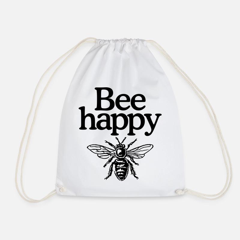 Bee happy - Drawstring Bag - white