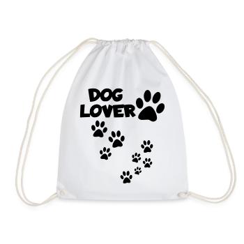 Dog lover, animal lover, dog, paws # - Drawstring Bag - white - Front