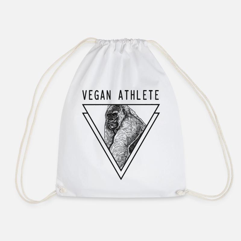 Gorilla silverback vegan athlete - Drawstring Bag - white