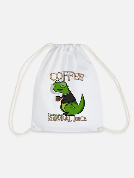 Kaffee Coffee survival juice Dino-Fans - Turnbeutel - Weiß