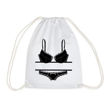 Lingerie logo for store Bra and briefs - Drawstring Bag - white - Front