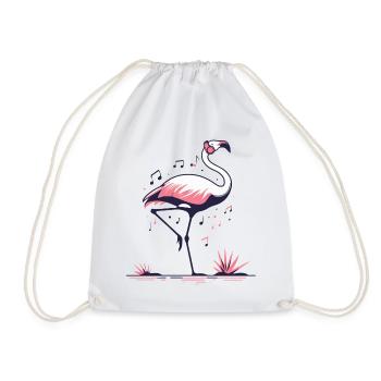 Flamingo Beat in Sunset Pink - Drawstring Bag - white - Front