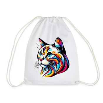 Katze - Turnbeutel - Weiß - Vorne