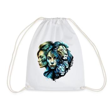 The Powerful Presence of Lions - Drawstring Bag - white - Front