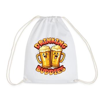 Beer Drinking Buddies Partnerlook Beer Mugs Funny - Drawstring Bag - white - Front