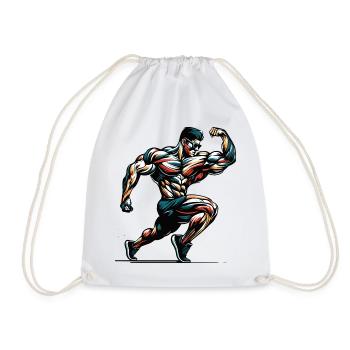 Muscular bodybuilder in pose for gym - Drawstring Bag - white - Front