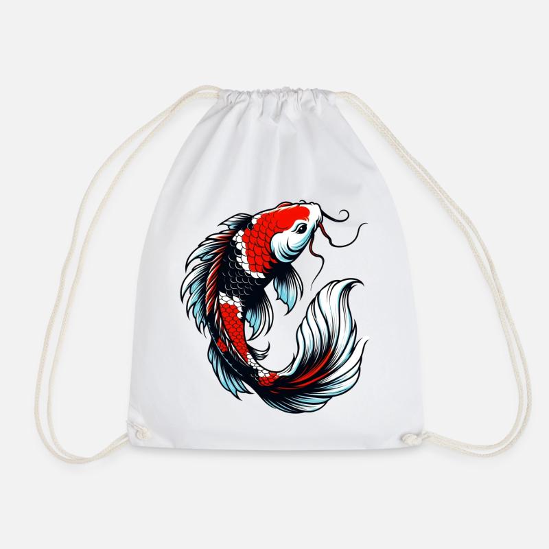 Koi-Karpfen - Turnbeutel - Weiß