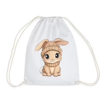 Lapin mignon mignon bébé enfants animal dessin animé - Sac de sport léger - blanc - Devant