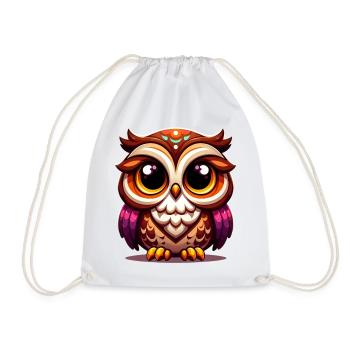 Owl - Drawstring Bag - white - Front