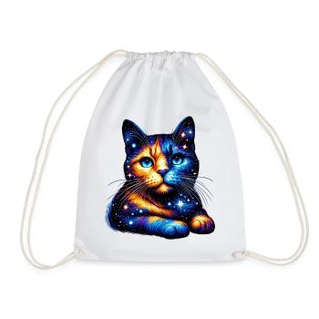 Cat - Drawstring Bag - white - Front