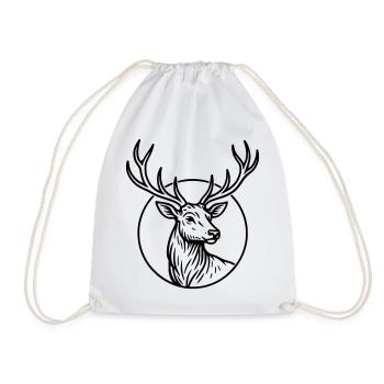 Large, deer - Drawstring Bag - white - Front